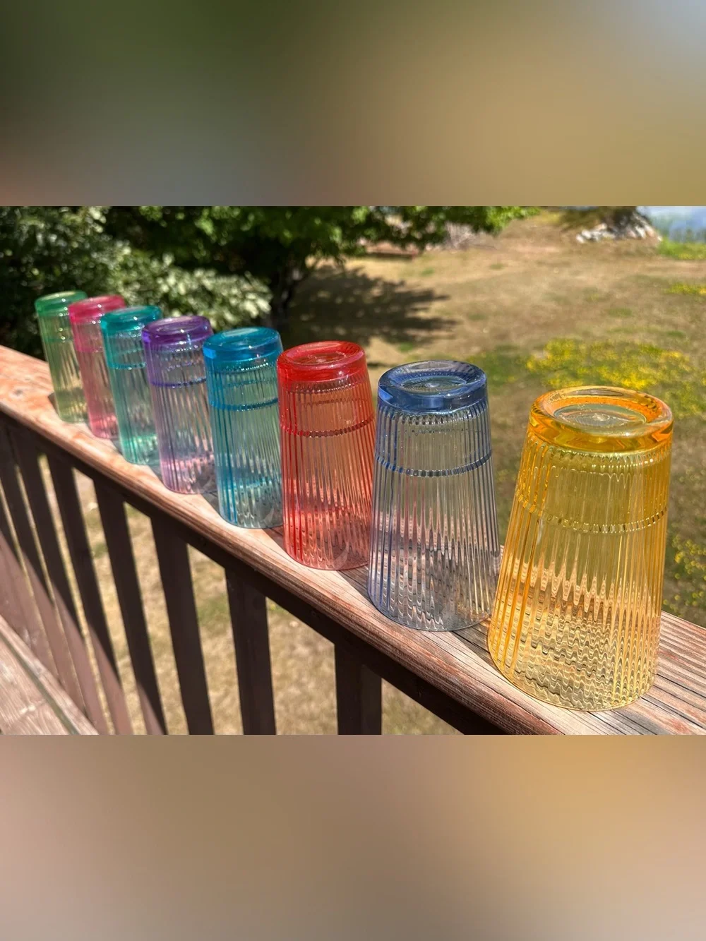 Set of 8 Colorful Ribbed Acrylic Tumblers